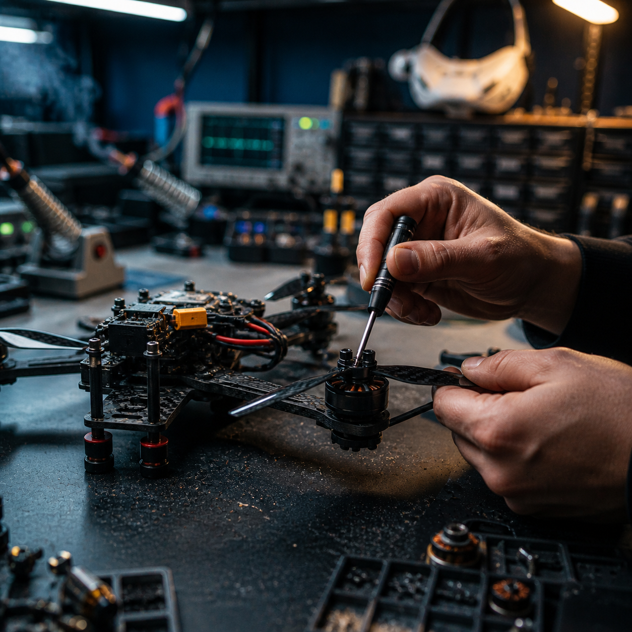 Producent dronów — ręce składające quadcopter z włókna węglowego